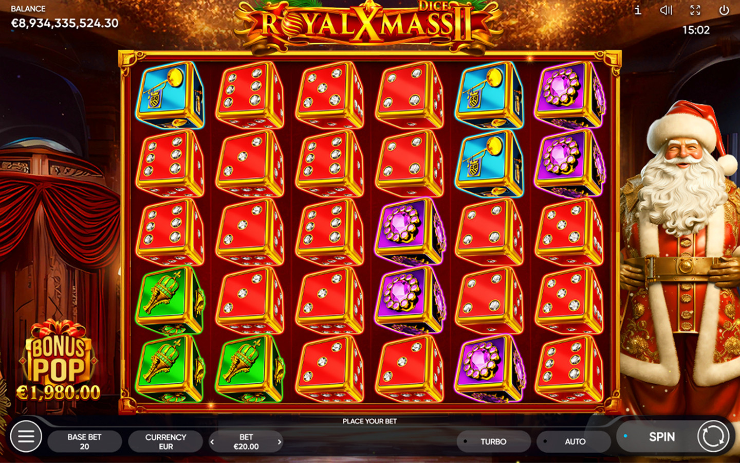 Play Royal Xmass 2 Dice slot by top casino game developer!