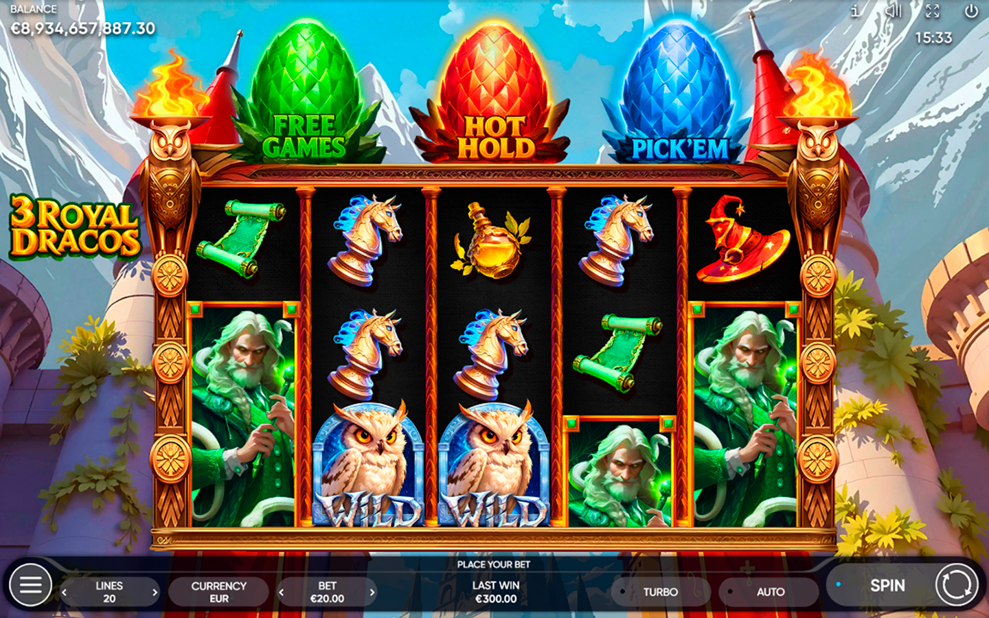 Play 3 Royal Dracos slot by top casino game developer!