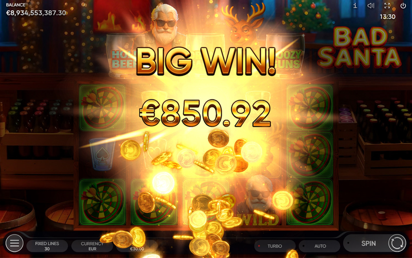 Play Bad Santa slot by top casino game developer!