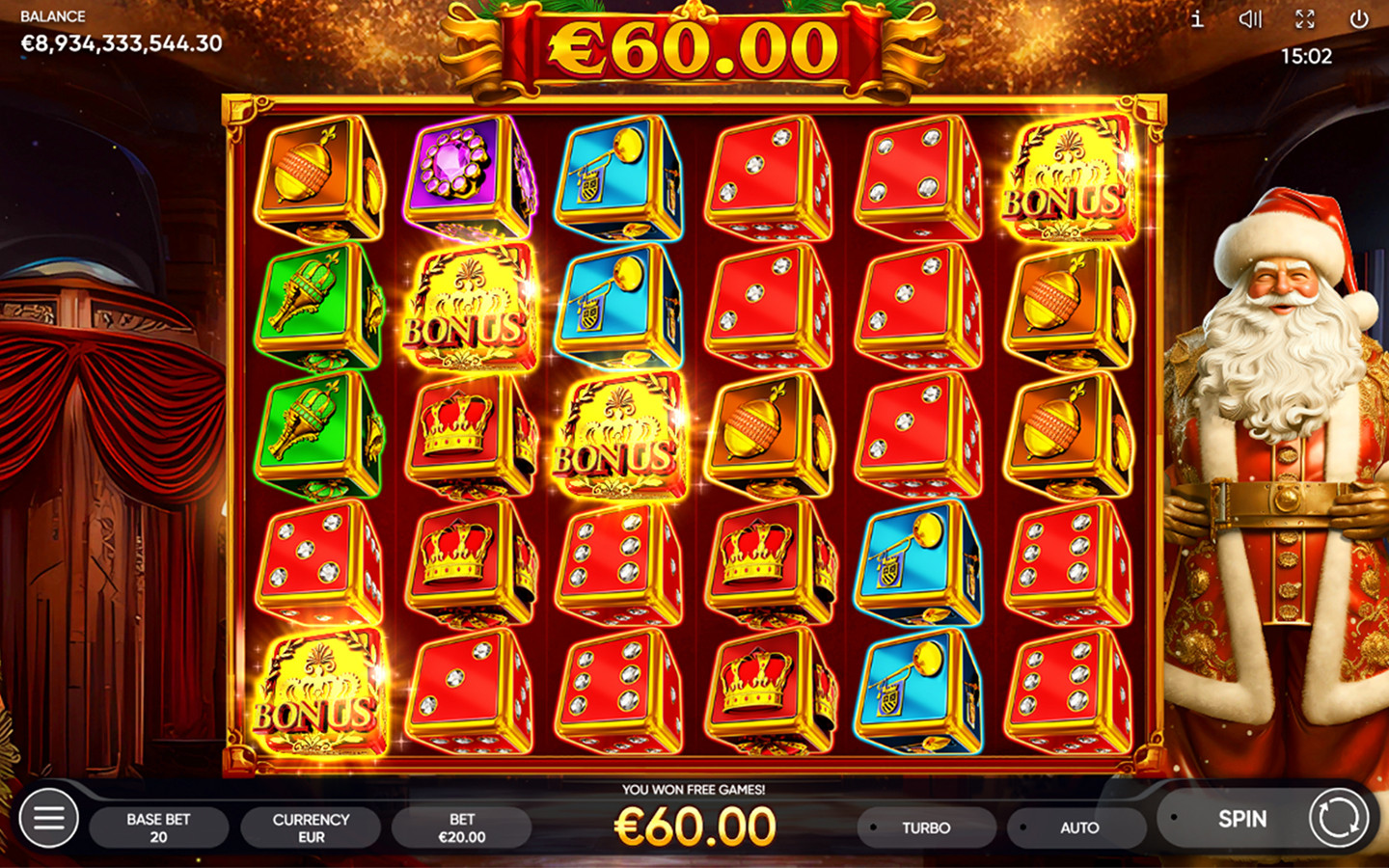 Play Royal Xmass 2 Dice slot by top casino game developer!