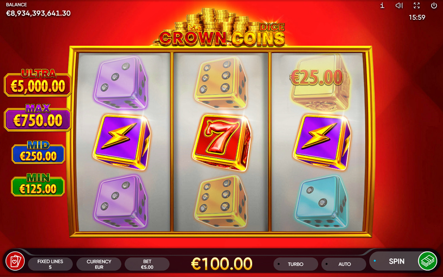 Play Crown Coins Dice slot by top casino game developer!