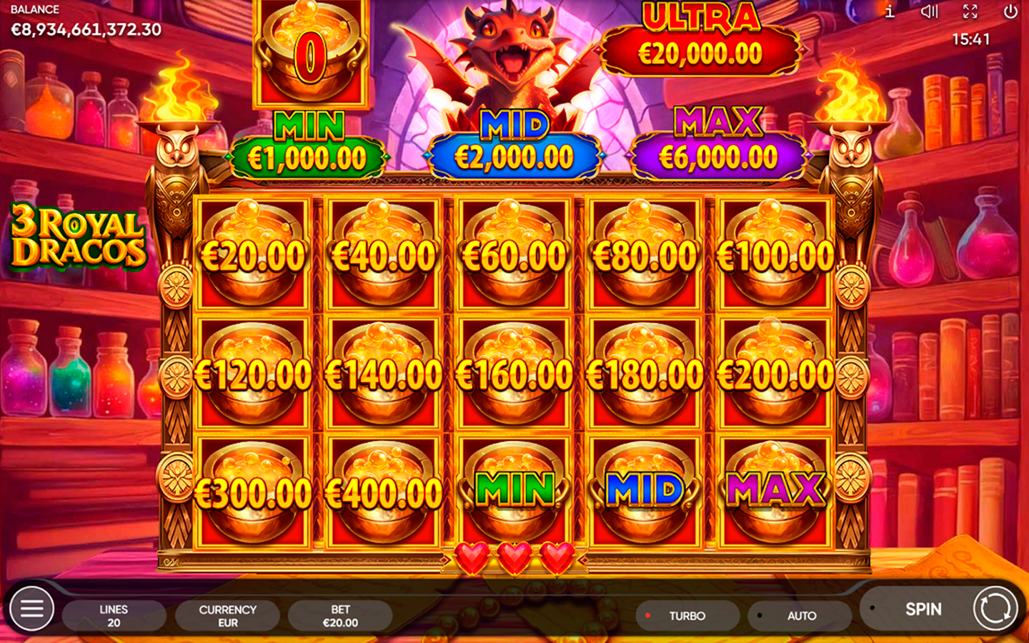 Play 3 Royal Dracos slot by top casino game developer!