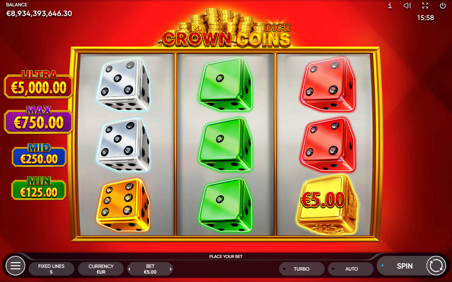 Play Crown Coins Dice slot by top casino game developer!