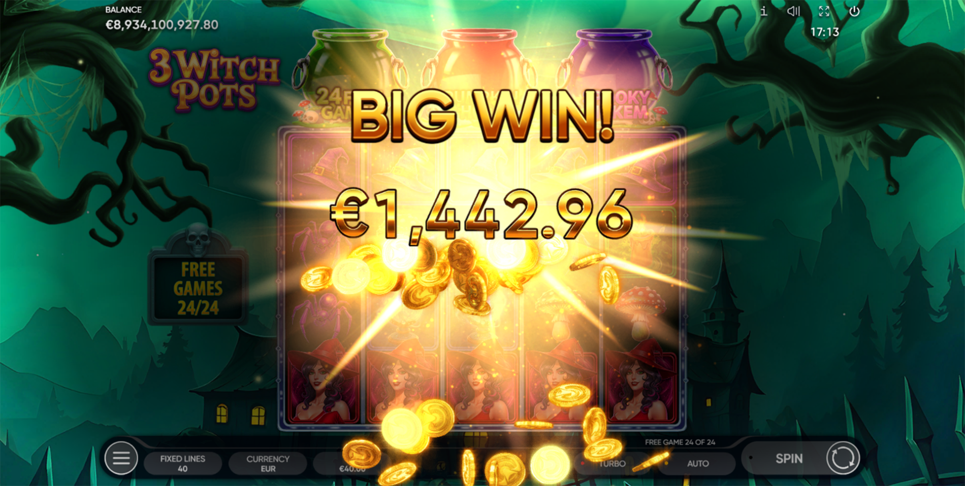 Play 3 Witch Pots slot by top casino game developer!