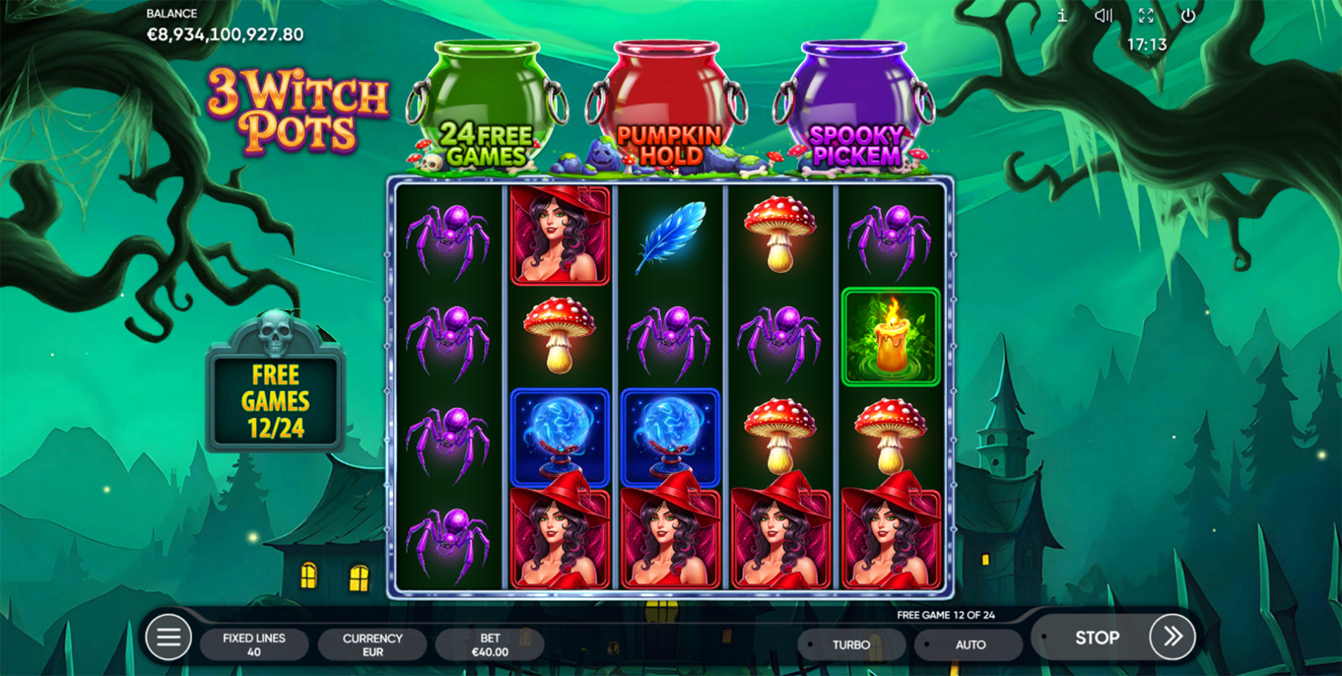 Play 3 Witch Pots slot by top casino game developer!